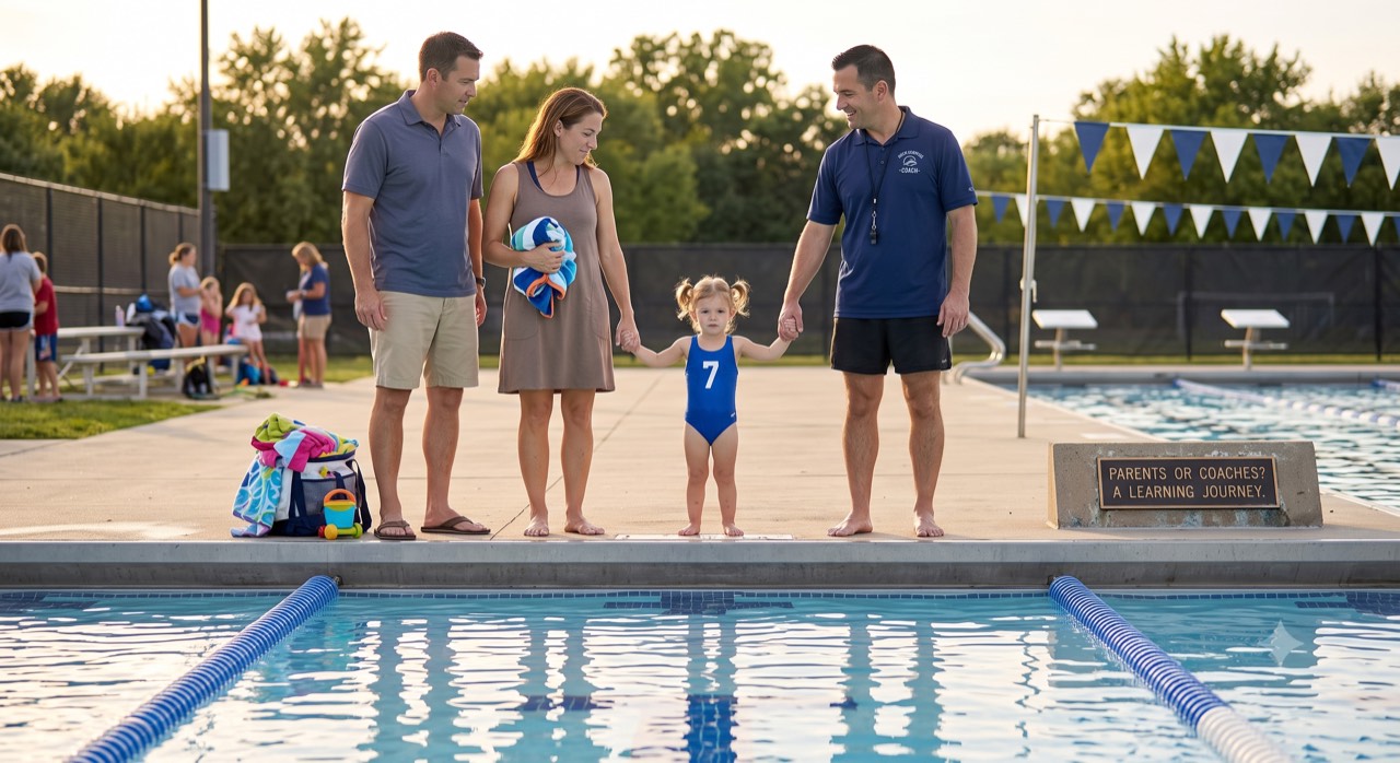 Parent practising swimming with their child in Singapore, 02H Swim School